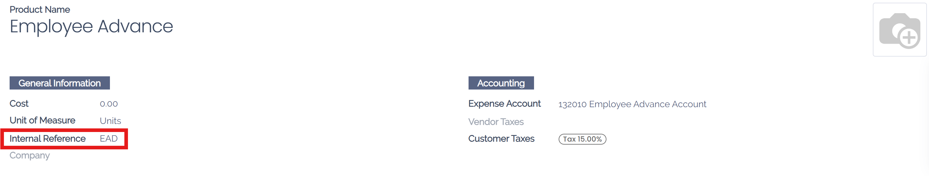 Internal reference numbers are listed in the main Expense Products view.
