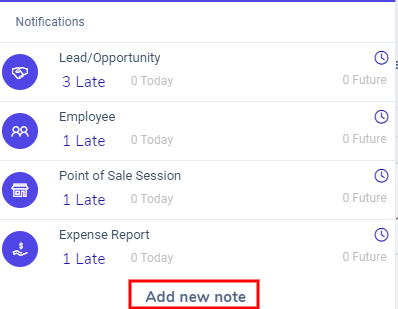 View of CRM leads page emphasizing the activities menu.