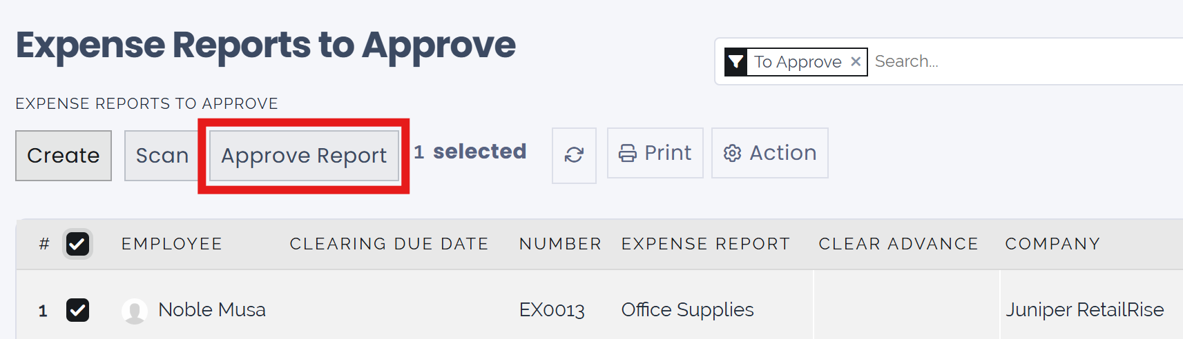 Approve multiple reports by clicking the checkboxes next to each report.