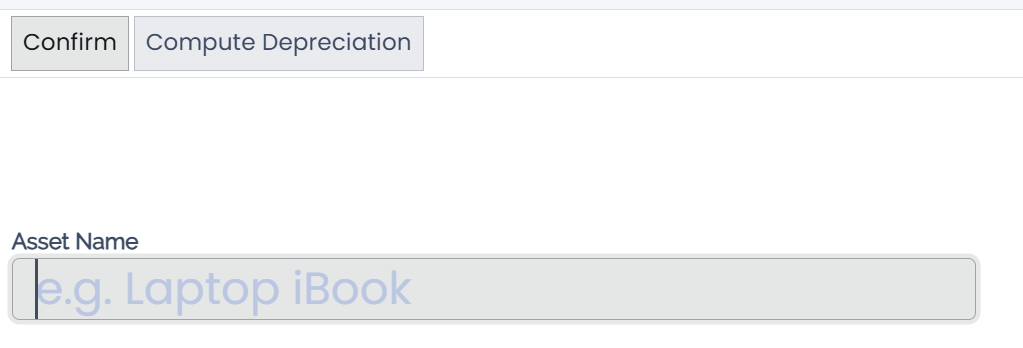Assets model button in Juniper Accounting