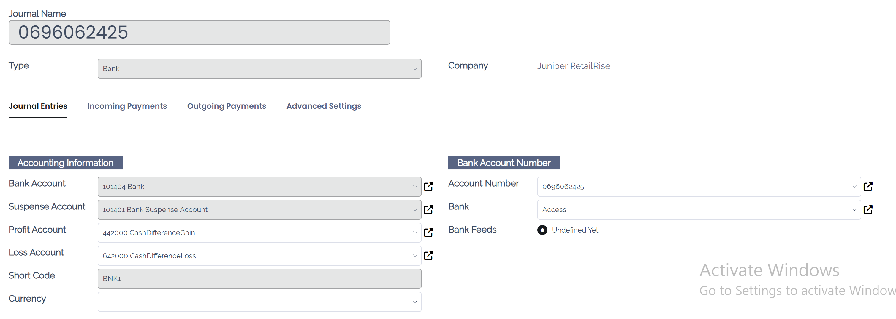 Manually configure your bank information