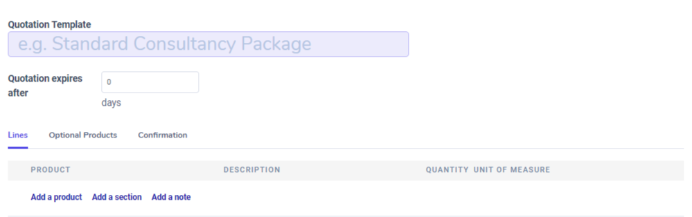 Create a new quotation template on Juniper Sales.