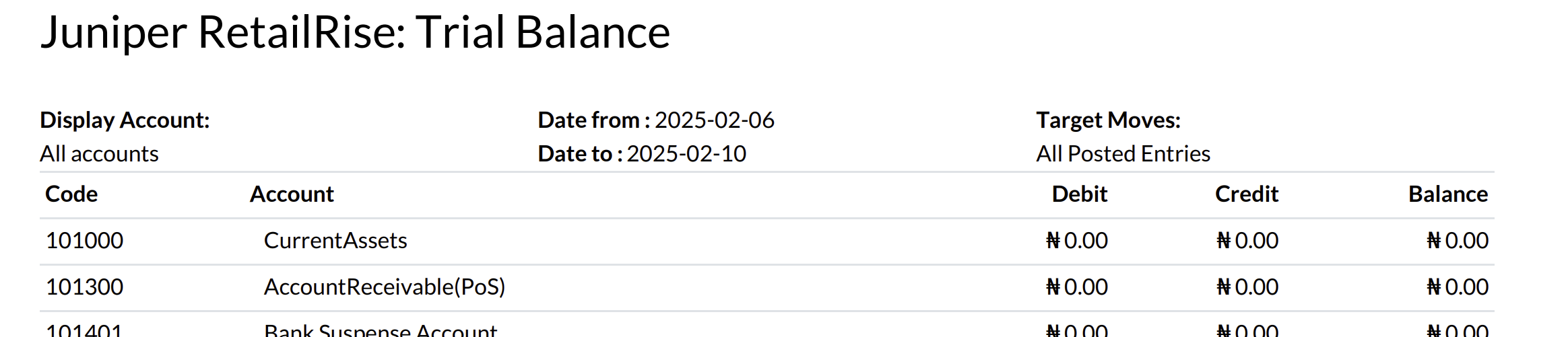 Account Groups in the Trial Balance in Juniper Accounting