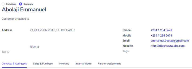 Add a contact/address to the contact form.