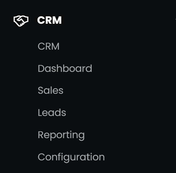 Leads menu on CRM application.