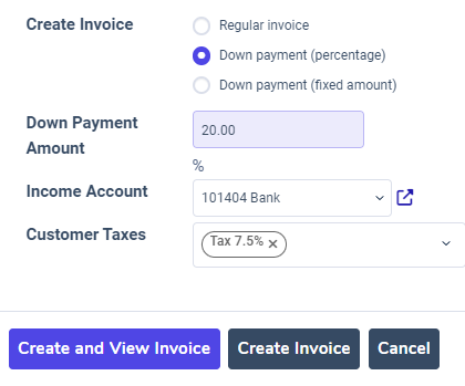 How to configure a down payment on Juniper Sales.