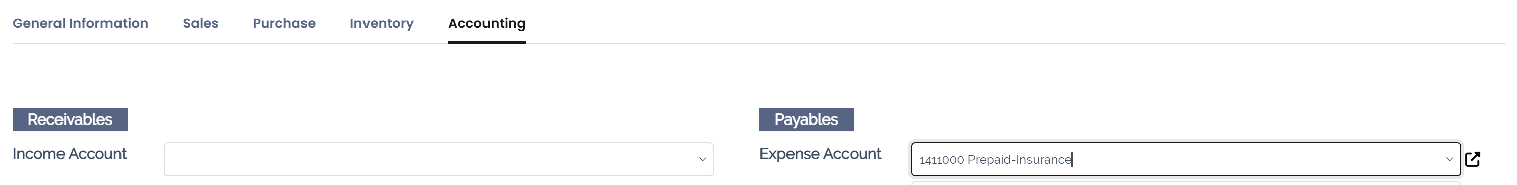 Change of the Expense Account for a product in Juniper