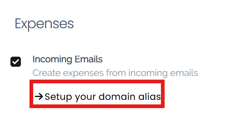 Create the domain alias by clicking the link.