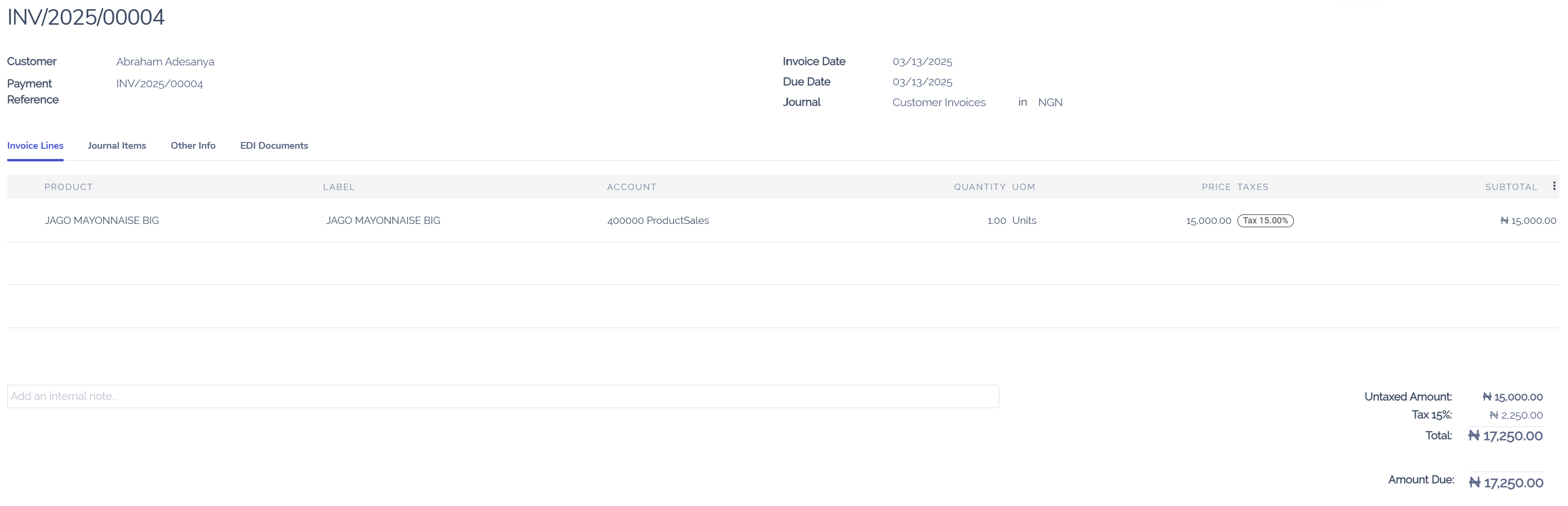 The Tax Group name is different from the Label on Invoices