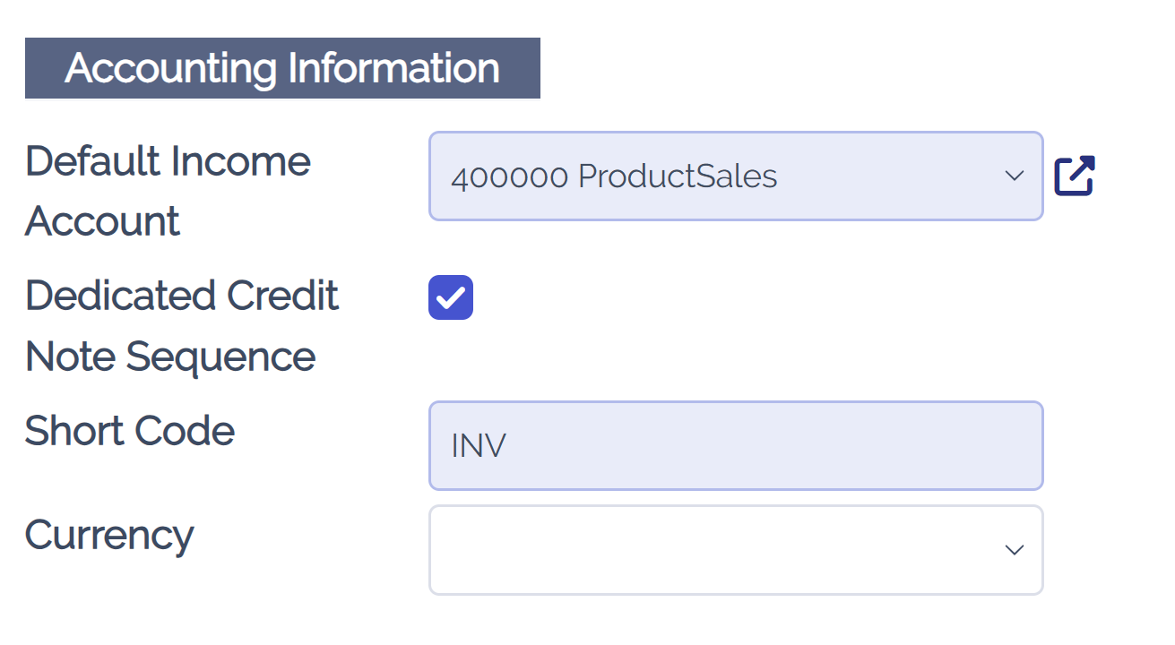 Select the currency for the journal to handle.