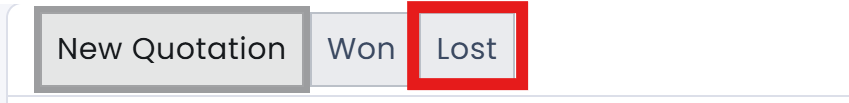 Buttons from the top of an opportunity record with the lost button emphasized.