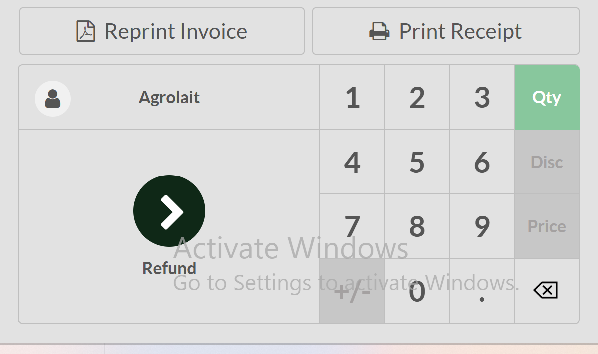 Print receipt button from the backend