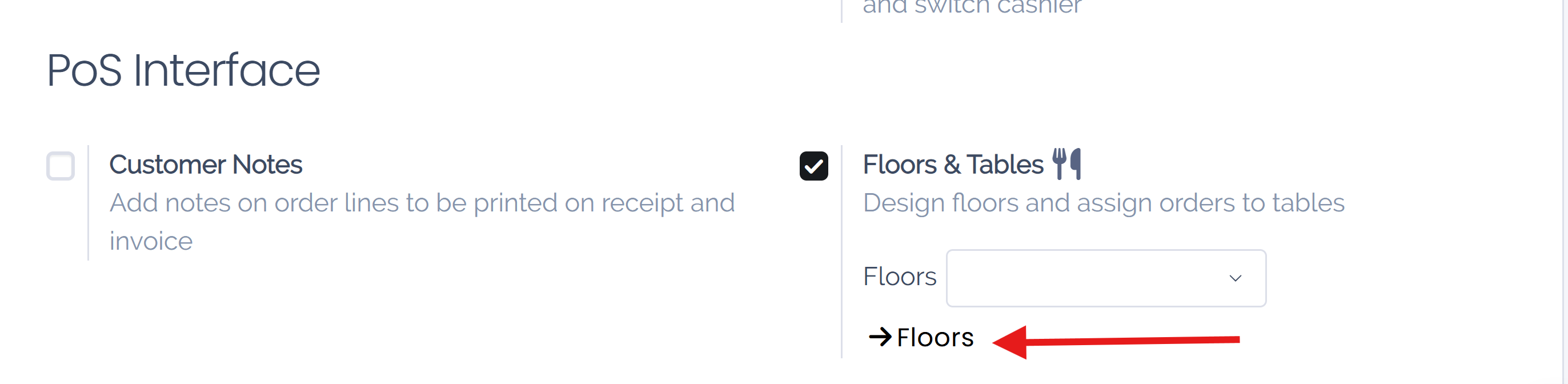 View of the table management feature. Way to manage and create floors for a pos