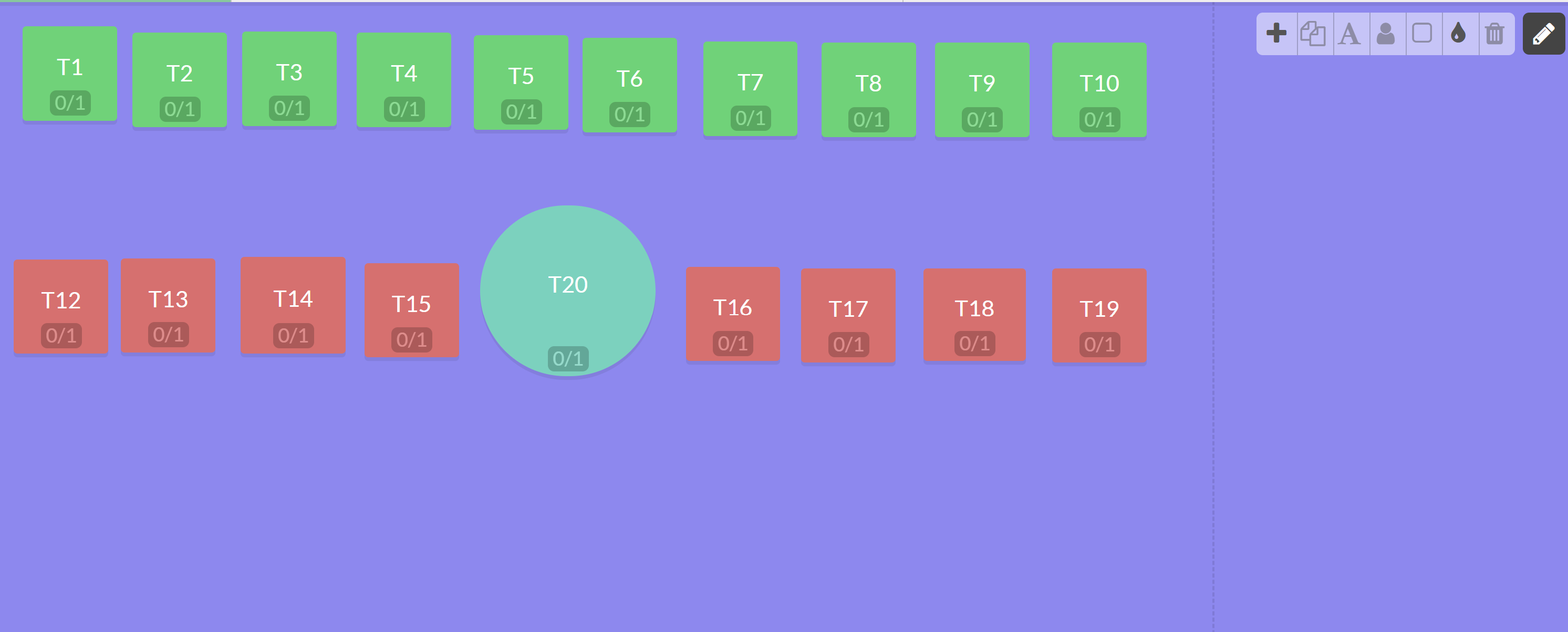View of the floor management. Add tables, the number of sits, their name and their shape