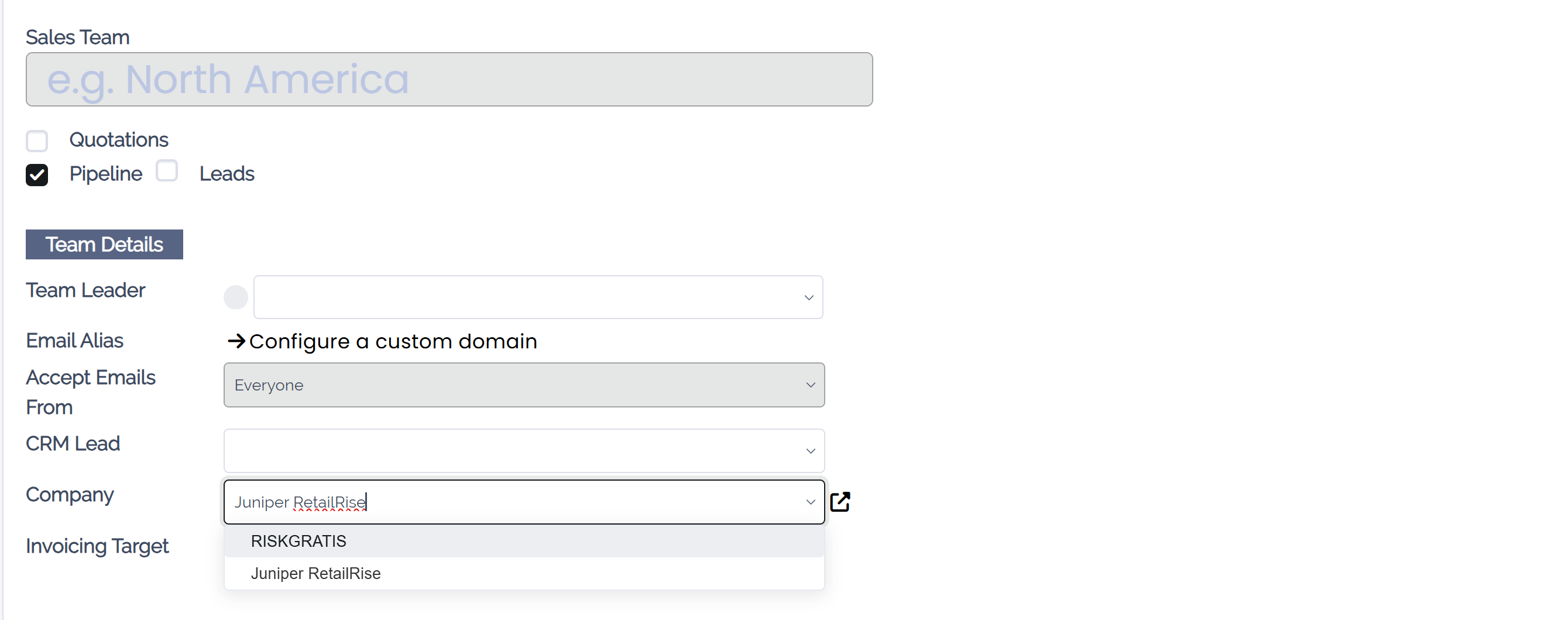 Configuring Sales Teams