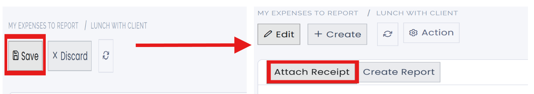 Attach a receipt after saving the record.