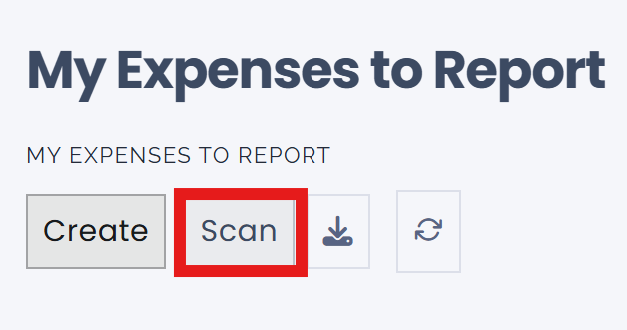 Create an expense by scanning a receipt. Click Scan at the top of the Expenses dashboard view.