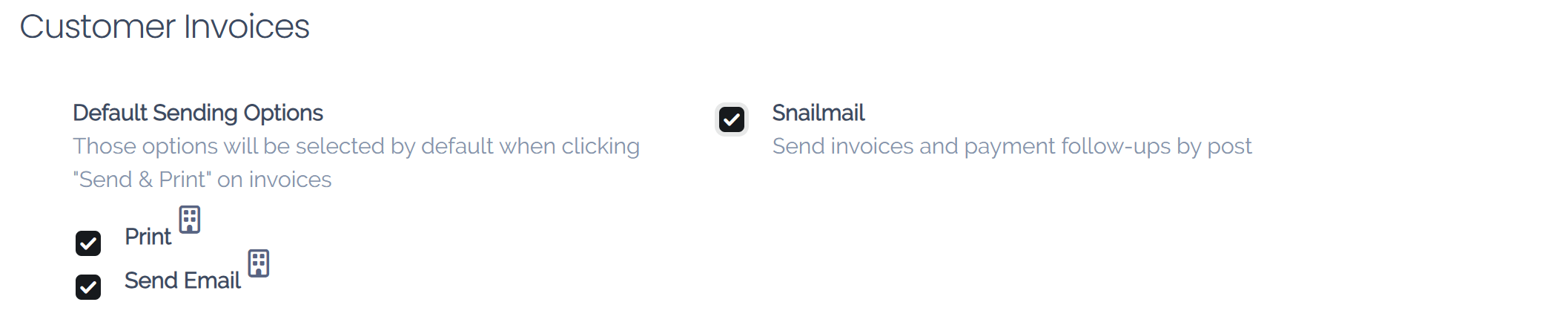 Under settings enable the snailmail feature in Juniper Accounting