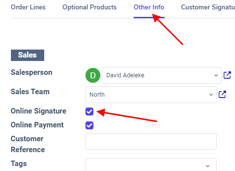 How to enable online signature on standard quotations.