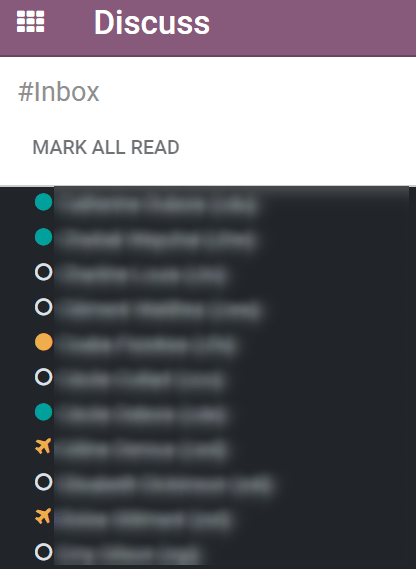 View of the contacts' status for Juniper Discuss.