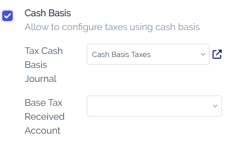Select your Tax Cash Basis Journal and click on the external link