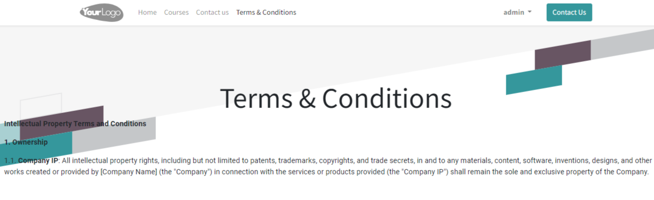 Terms and Conditions on a website.
