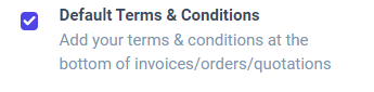 How to enable Default Terms and Conditions on Juniper Sales.
